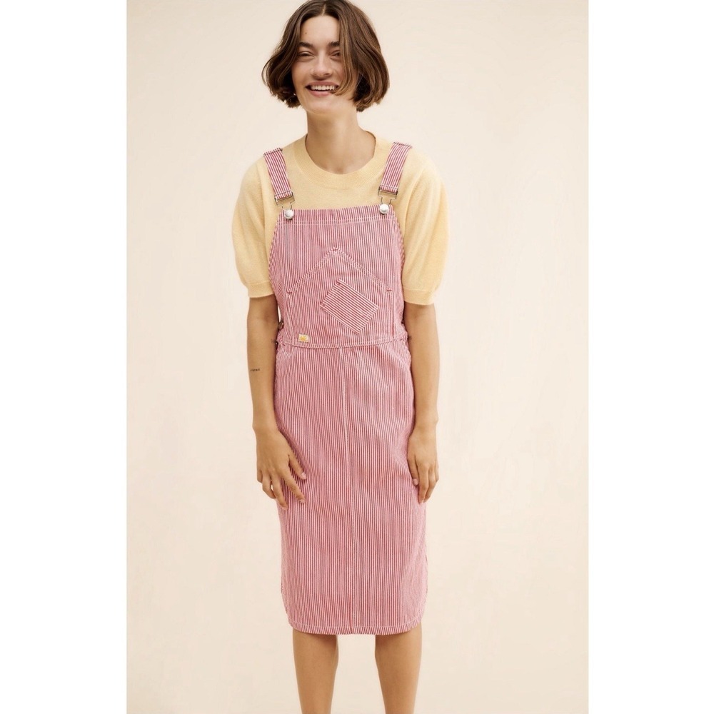 L.F. Markey X Free People Saul Dungaree Dress Women's Size US 8 Railroad Stripe